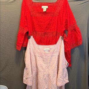 Denim 24/7Red and Pink Lace Blouses